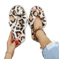 fashion brand girl fashion fur slippers wholesale faux fur cross indoor floor slides pink slides slippers