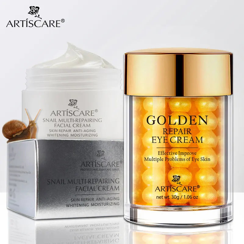 ARTISCARE Snail Repair Face Cream + Golden Eye Anti-Wrinkle Anti-Age Care Remover Dark Circles Facial Skin | Красота и здоровье