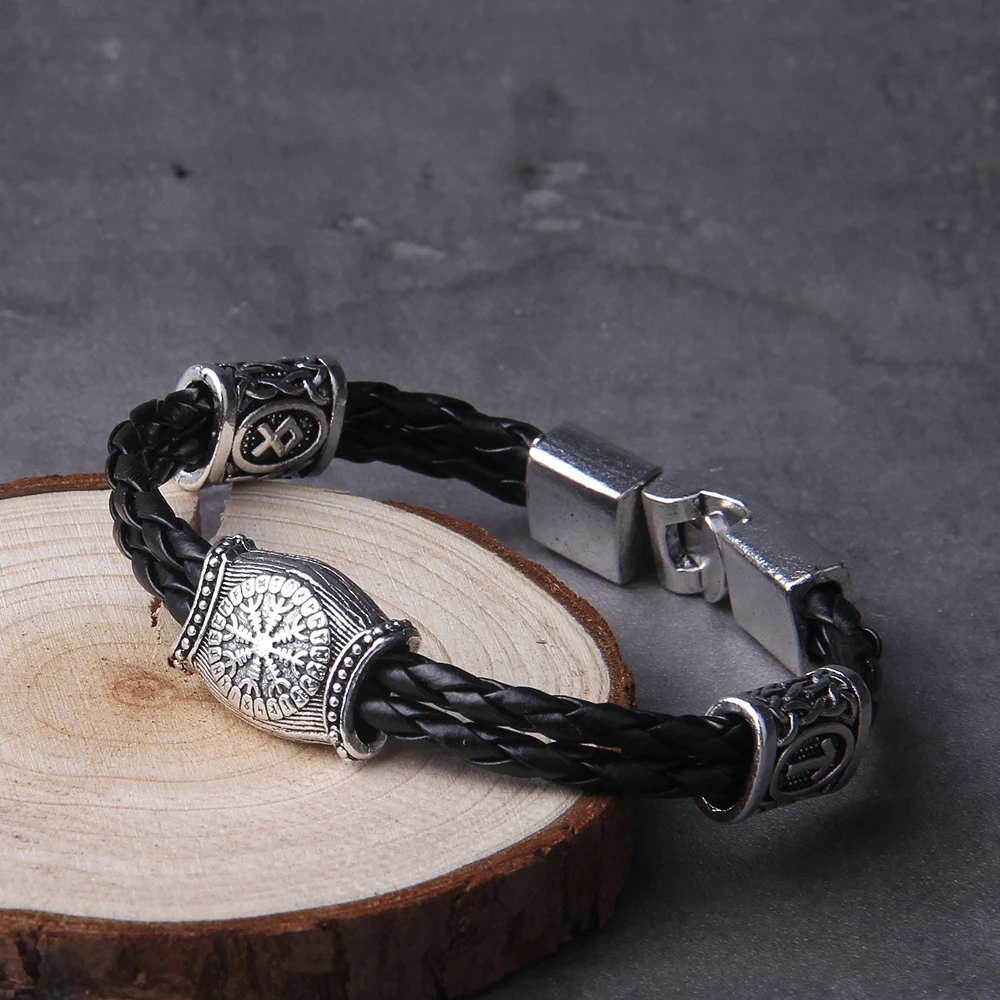 VASSAGO Religioso Nordic Potente amuleto Viking Valknut Forma de corazón encanto cadena de trigo pulsera para hombres y mujeres 