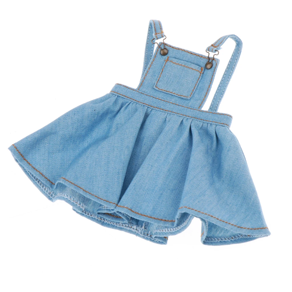 

1/6 Scale BJD Clothes, Lovely Blue Braces Skirt for 12inch Blythe, for Mini Dollfie Costumes Accessories