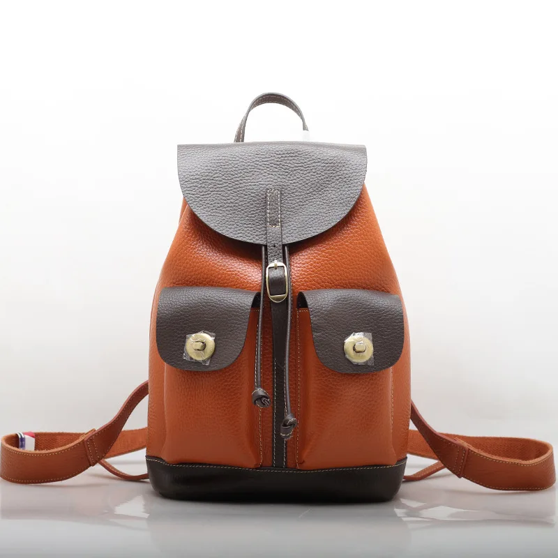 

Classic Designer Backpacks For Women Genuine Leather Panelled Fashion Girls School Bags Female Shoulder Bag Sac Travel Back Pack