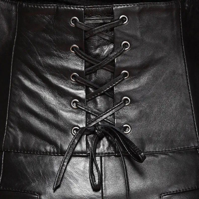 Сексуальные кожаные шорты с высокой талией для женщин шикарные перекрестными