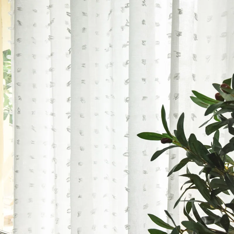 Прозрачные Занавески с вышивкой в виде Круга тюлевые шторы Корейском стиле для