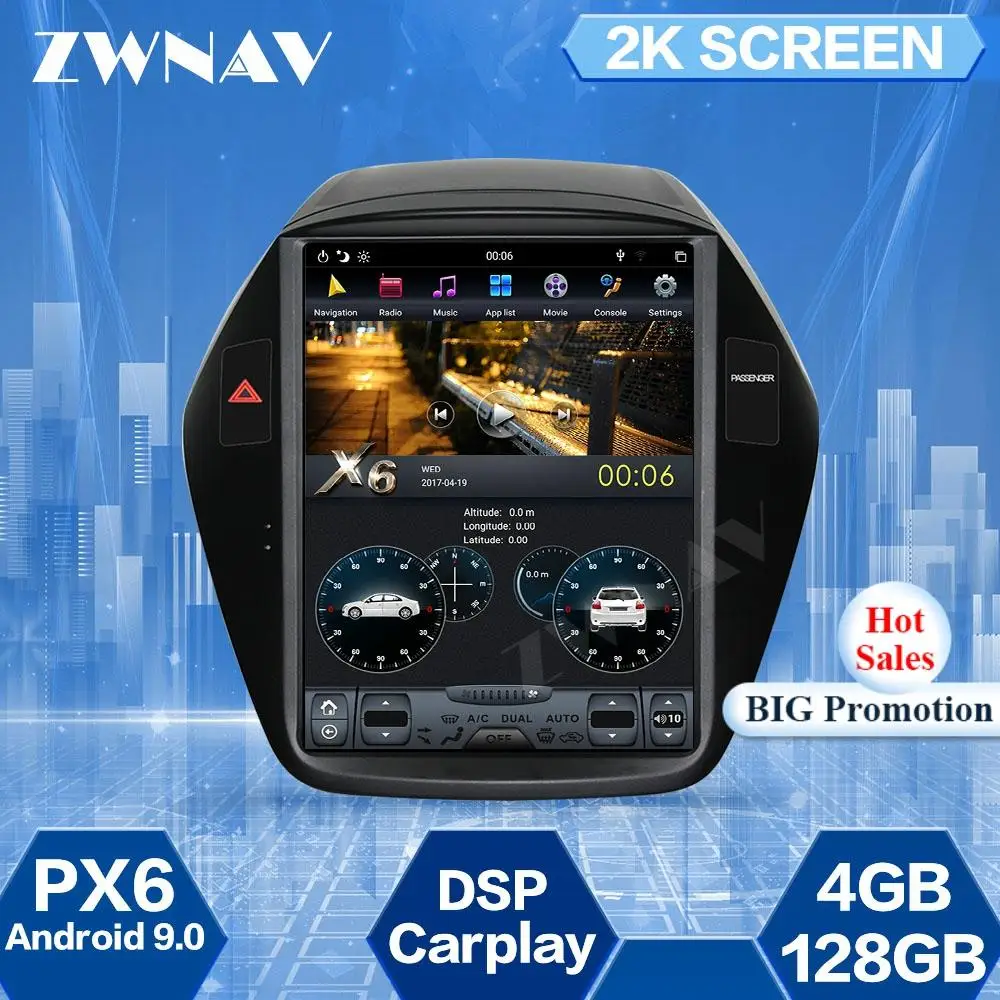 

4+128GB Tesla Screen For Hyundai IX35 2009 2010 2011 2012 2013-2016 Android 9.0 Car Multimedia Player GPS Navi Radio Stereo Unit