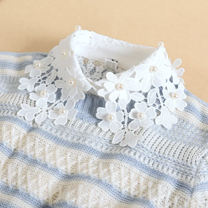 

Рубашка для девушек, Женская Съемная кружевная политая искусственная блузка, воротник, наполовину рубашка, отворот, одежда, Декор