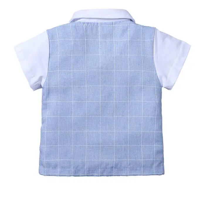 2020 NEW Kids Boys Clothes Set Summer Children Clothing Short Sleeves Gentleman Bow Shirts+Plaid Shorts Suits Toddler | Детская одежда