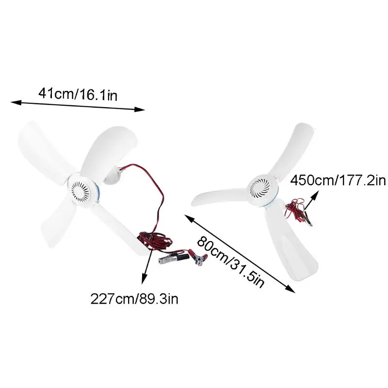 

12V Portable Ceiling Fan 16/31.5 Hanging Camping Tent Fan for Outdoor Bed Home