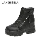 Женские ботильоны на платформе, из мягкой кожи, белые мотоциклетные ботинки на массивном каблуке 8 см, для осени и зимы, 2020