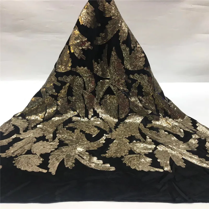 

Madison African Velvet Laces Fabrics High Quality Sequins Lace Fabric with Sequins French Mesh Tulle Lace Fabric for Wedding