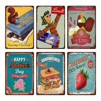 ice cream fruit drinks metal sign poster iron painting for bar pub cafe dessert shop home decoration wall art tin plaques