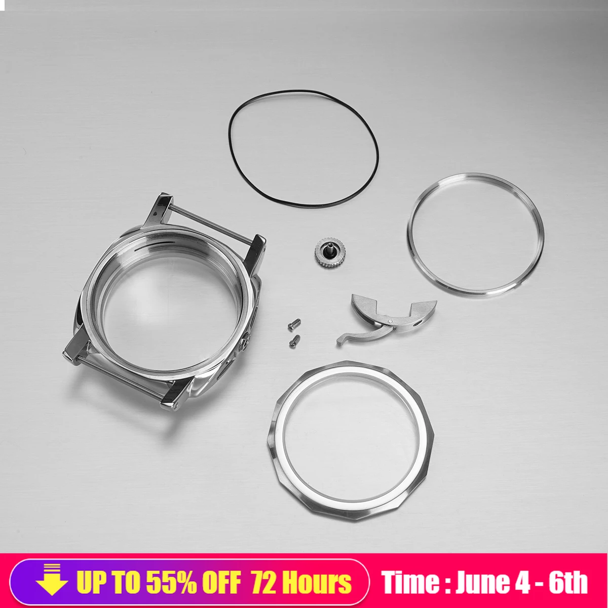 

44mm Watch Case diving 28.5 dial with covers crown Man Watch For 3600 6498 eta 6497 movement Fit Panerai Spare parts for watches