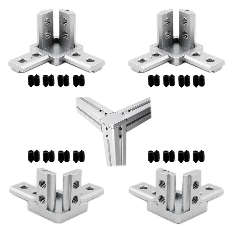 4 шт., коннектор для алюминиевого профиля, 3-сторонний угловой кронштейн серии 30 с винтом M6 Для Экструзионного профиля из алюминиевого сплава с Т-образным пазом 8 мм