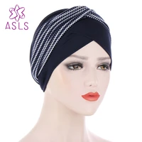 2021 new european and american fashion street hat printing headband headband flower muslim in baotou hat cap hair accessories