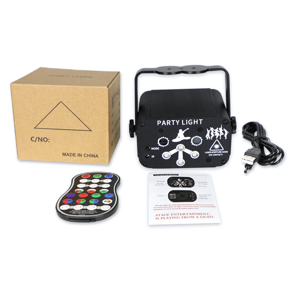 

USB Recharge 64 Patterns RGB LED Disco Light UV KTV DJ Disco Stage Laser Projector Lights Home Party Effect Lamp with Controller