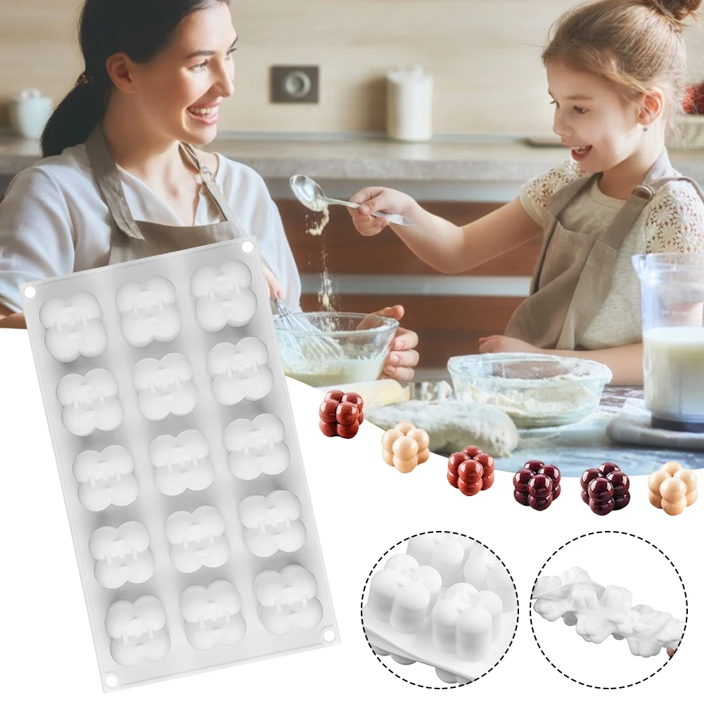 

3D Fondant Cube Bubble Resin Candle Silicone Mold for Handmade Artwork Crafts Massage for Ice-cream Chocolate Pastry Dessert