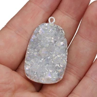 1pcs natural stone crystal agates rectangle charm pendant for nacklace bracelet accessories women gift jewelry making 23x32mm