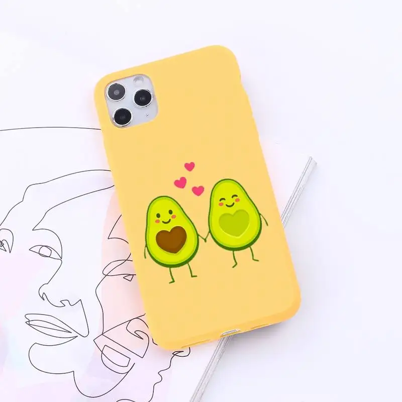 

Cartoon Cute Avocado Phone Case Candy Color for iPhone 6 7 8 11 12 s mini pro X XS XR MAX Plus