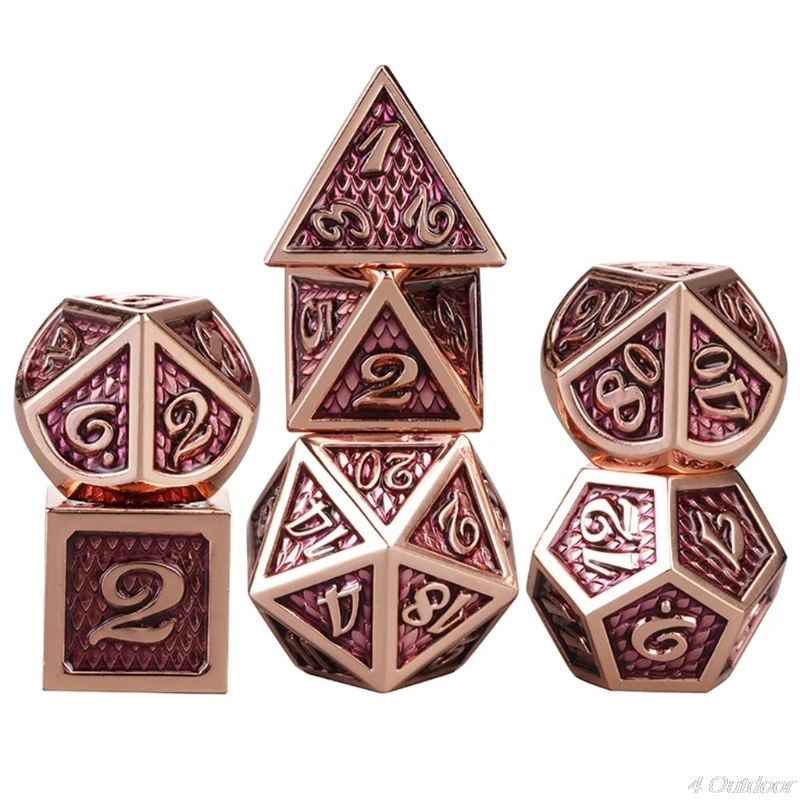

7pcs/set Metal Dice Set RPG MTG DND Metal Polyhedral Dice Role Playing Games N23 20 Dropshipping