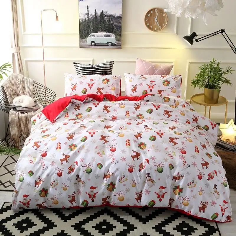 

Merry Christmas Gift Bedding Set 2/3Pcs Christmas Santa Claus 3D Bedding Set Duvet Cover Pillowcase Single Queen King Size