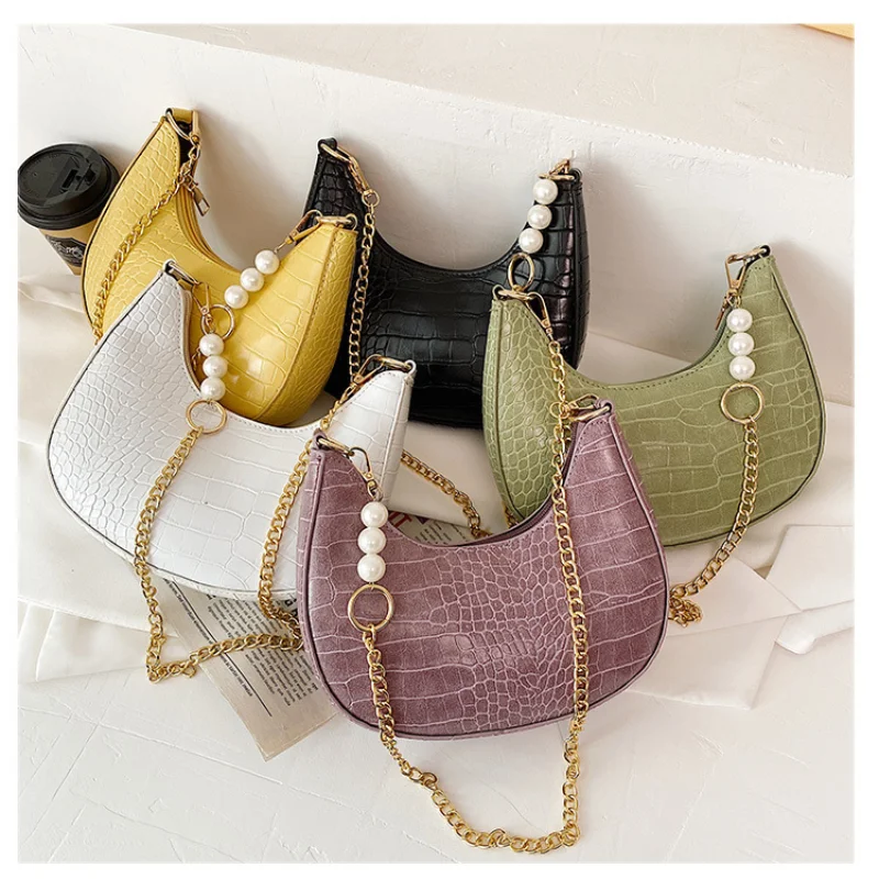

Fashion Alligator Leather Baguette Bag Lady 2021 New Shoulder Messenger Bags Women Leather Handbags Luxury Brand Crossbody Totes