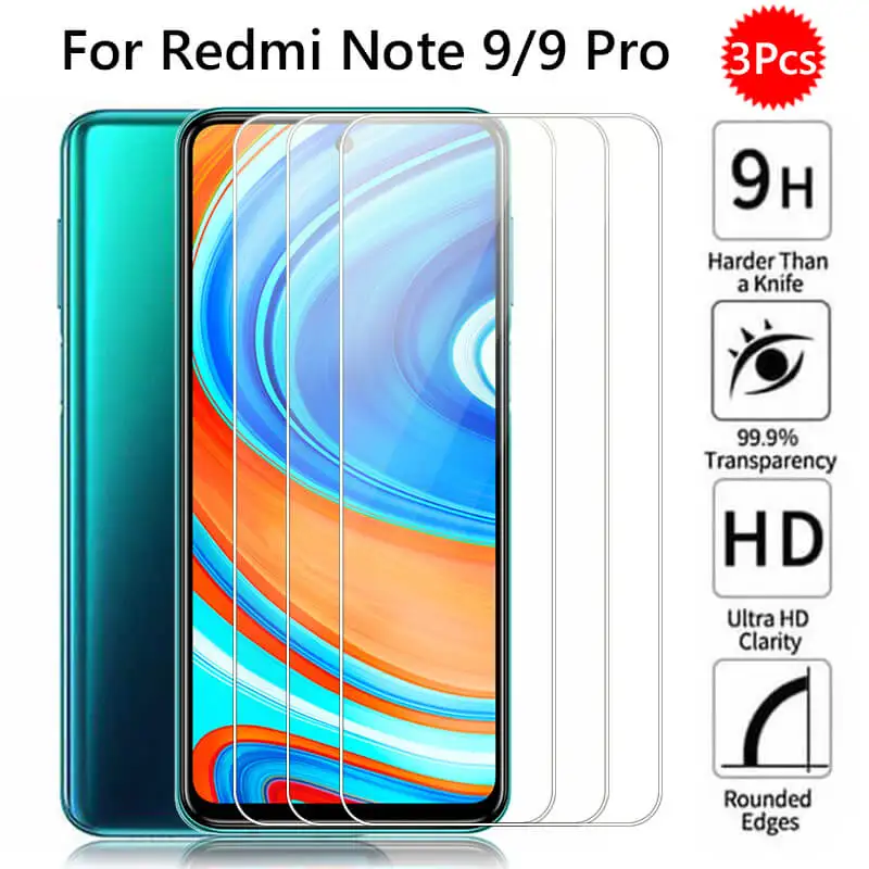 

3Pcs Tempered Glass For Xiaomi Redmi Note 9 Pro Protective Glass On Xiomi Redmi Note 9T 9A 9C 10 Pro 9 Pro Screen Protector Film