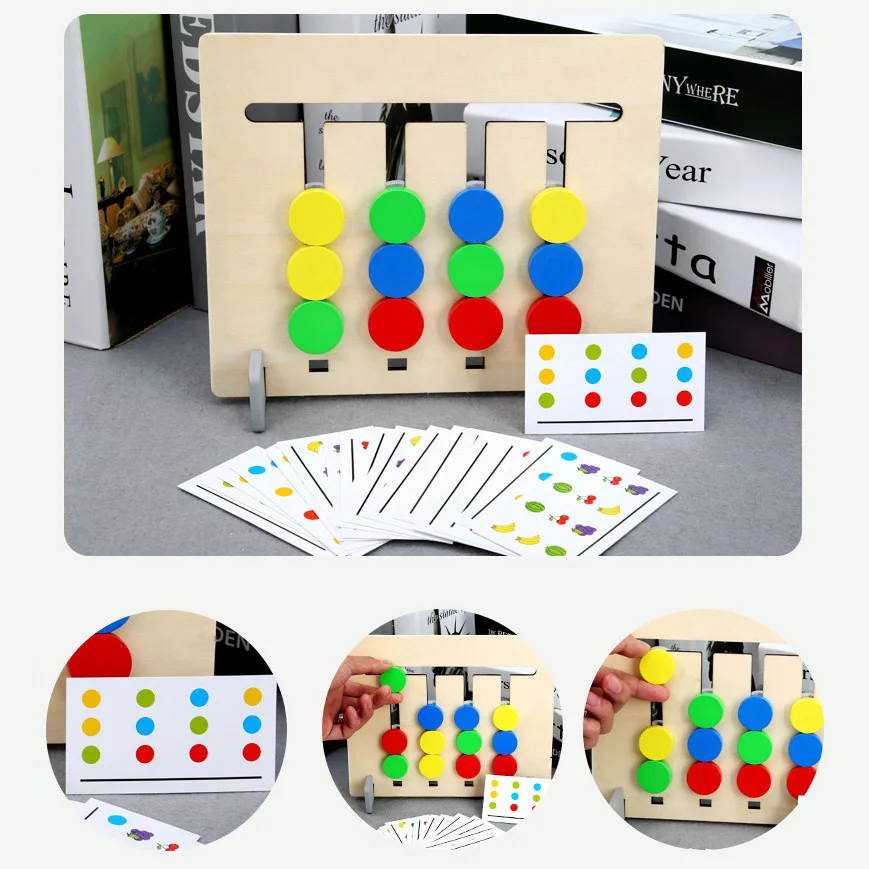 Деревянные пазлы с двусторонним сочетанием цветов и фруктов Детские обучающие