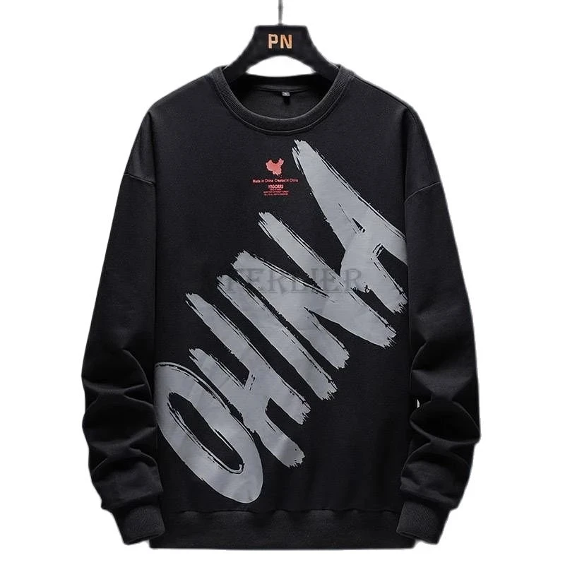 

new high quality autumn winter men sweatshirt high street wear plus size 7XL 8XL 9XL ins casual tops pullover hoody cool