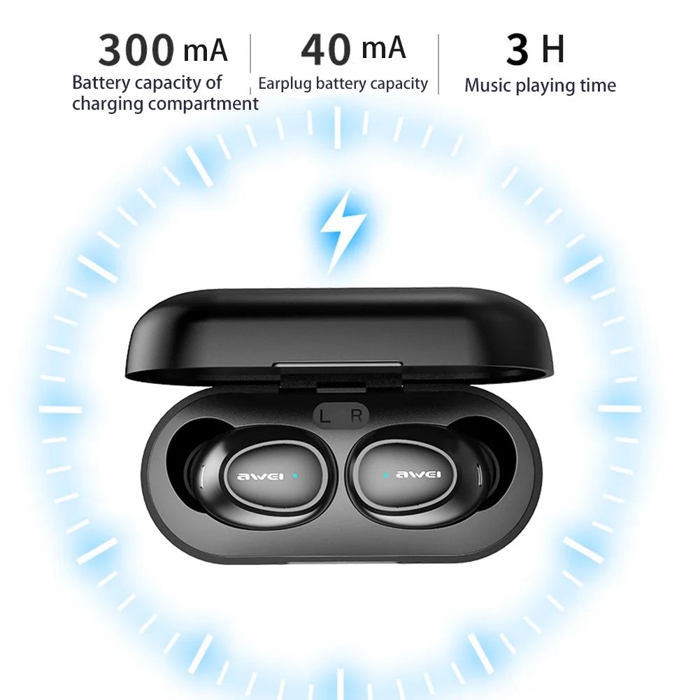 Оригинальные наушники вкладыши AWEI TWS с T16 Беспроводной Bluetooth гарнитура True для Xiaomi