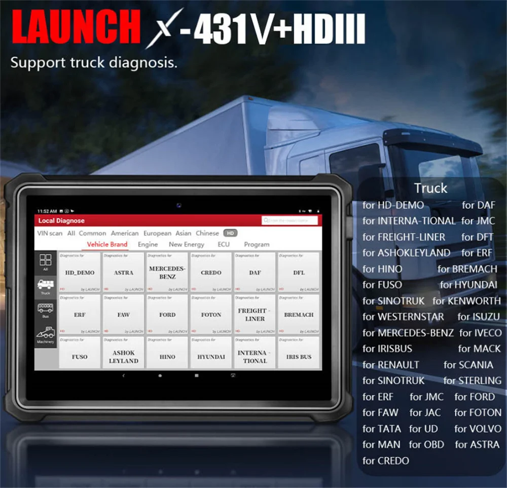 Диагностический сканер Launch X431 V Plus HDIII диагностический 24 В для грузовиков с Wi-Fi/BT