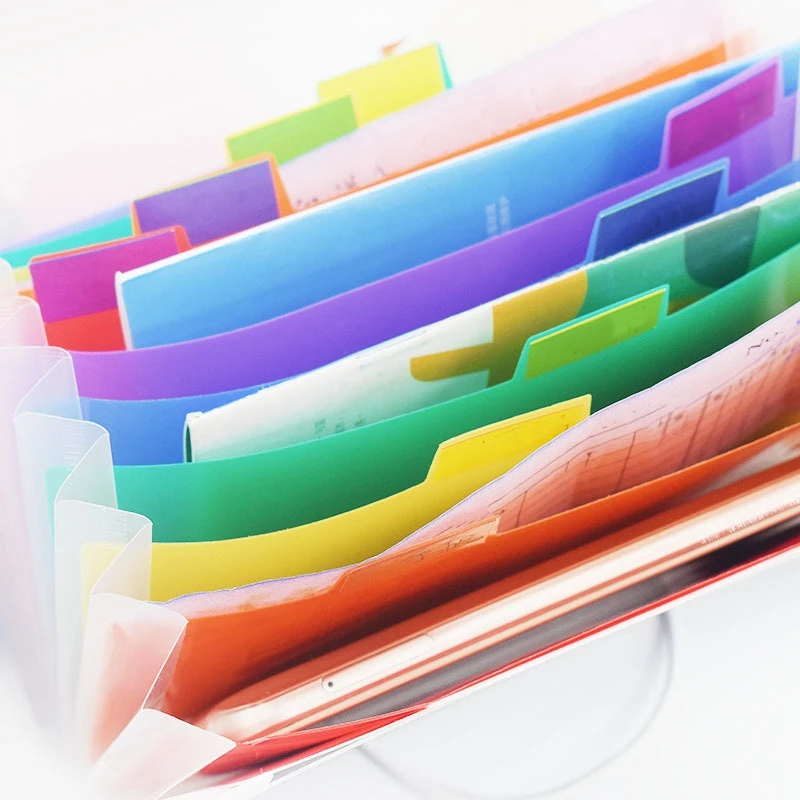 

New Office A6 Expanding File Folder Wallet Organ Bag 13 Layer Rainbow Hang Rope Type Filing Products