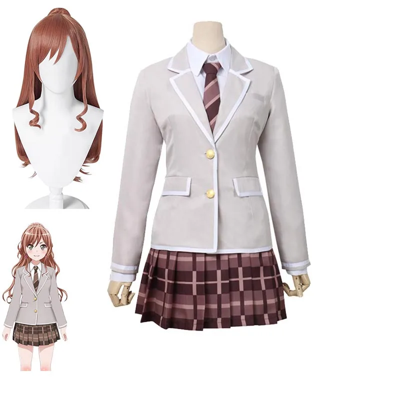 

Imai Lisa Cosplay Costume Dress BanG Dream! Roselia Wig High School Girl JK Jacket Uniform Suit Halloween Party