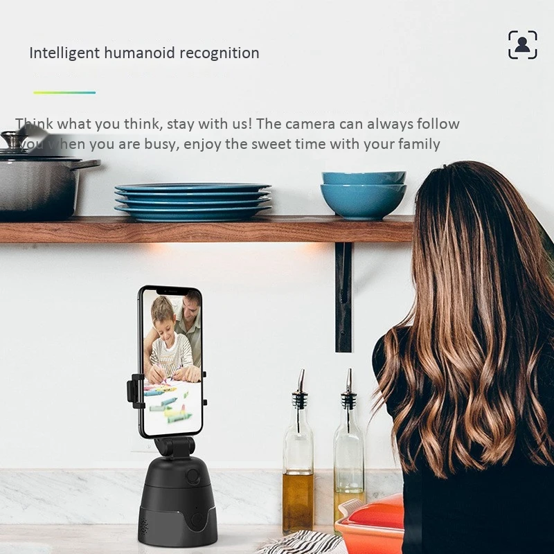 

Wireless Bluetooth Selfie Stick Auto Face Recognition Tracking Holder for iPhone 360 Rotation Camera Phone Holder