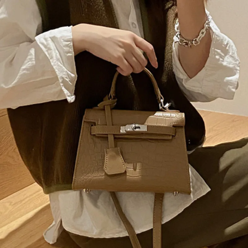 

Женская сумка с узором под камень из французского леса, Новинка осени 2021, модная универсальная сумка Kelly в иностранном стиле с текстурой