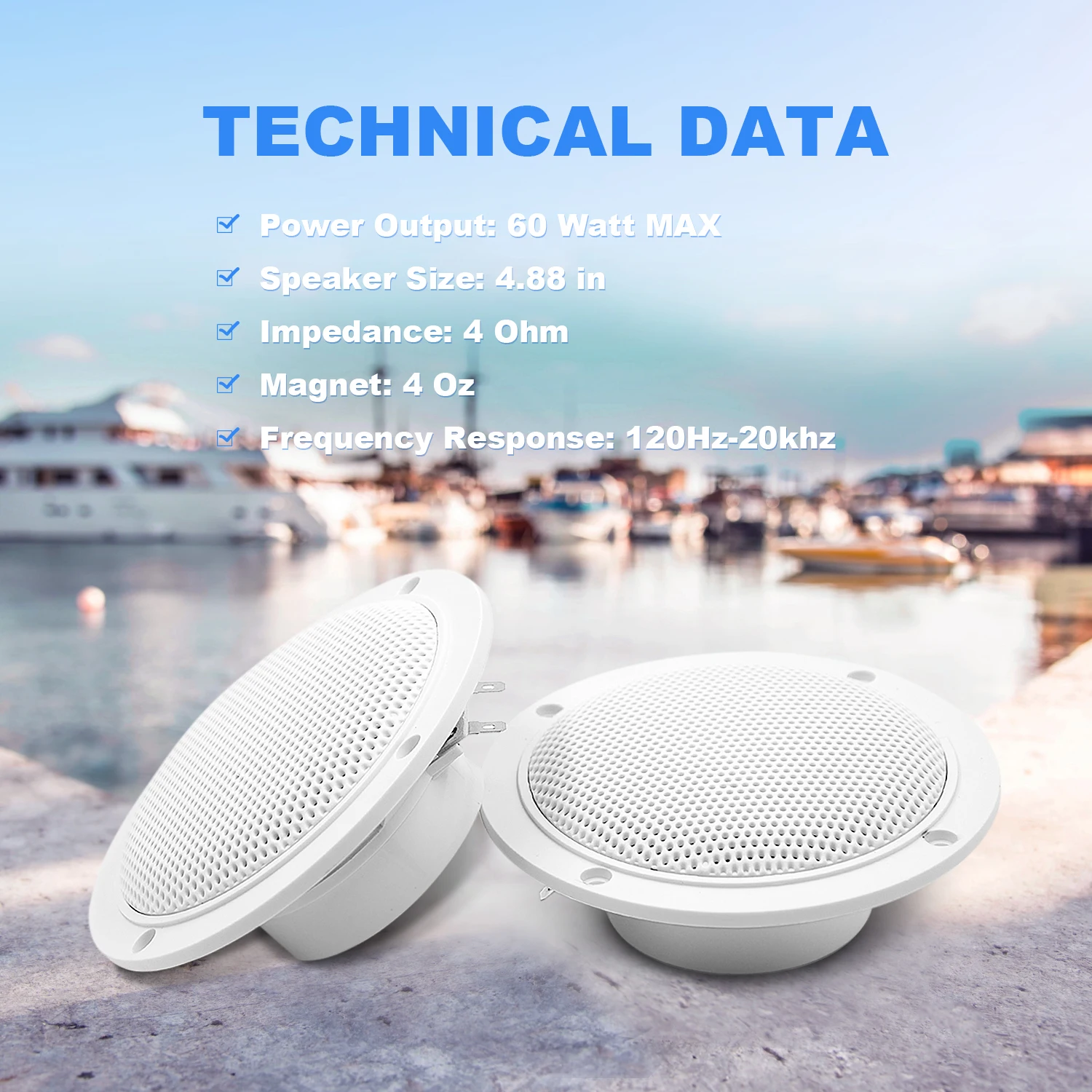 Bluetooth стерео аудио Системы морской радио + 2 Way 4 дюймовый Водонепроницаемый