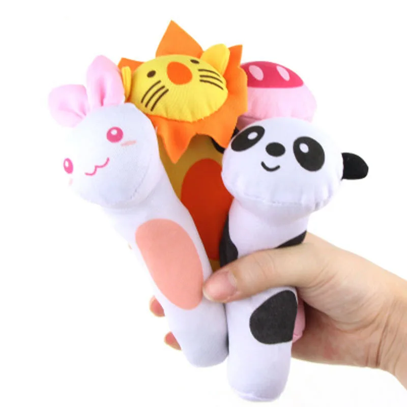 Baby Rattles Mobiles Soft Cat Tiger Plush Doll Sticks Crib Bed Hanging Animal Toy Doll Kids Toy