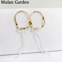 mg gold geometric circle fashion earrings simple long rhinestone tassel earrings women jewelry accessories gift hot sale 2019