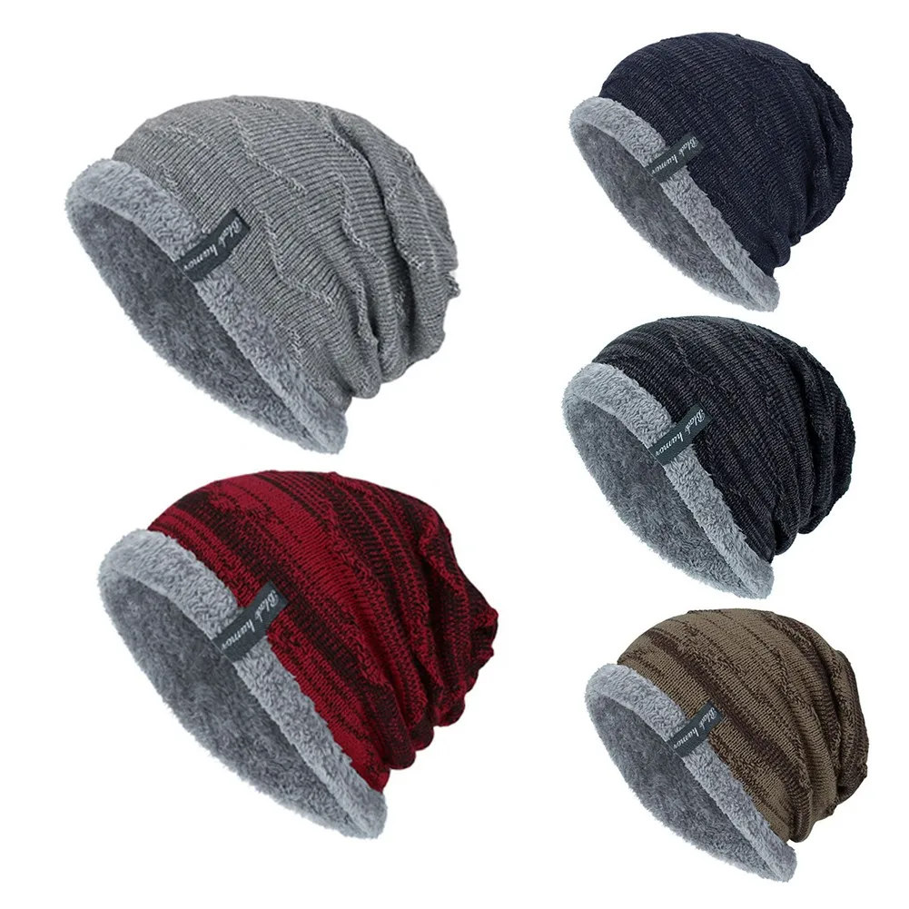 

Wool Cap Unisex Men Women Knitted Baggy Beanie Winter Outdoor Warm Ski Fleece Knit Cap Fashion Soft Cute Soft Cycling Hats