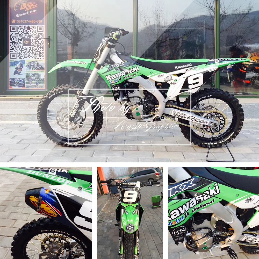 Кунг-фу графика внедорожные наклейки Мотокросс наклейка комплект для Kawasaki KX 250F