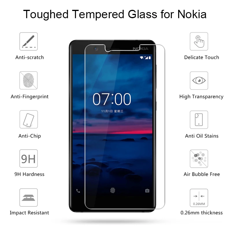 2 шт 9H HD твердое закаленное защитное стекло для Nokia 9 8 7 Plus 6 5 2017 прозрачное экрана 4 3