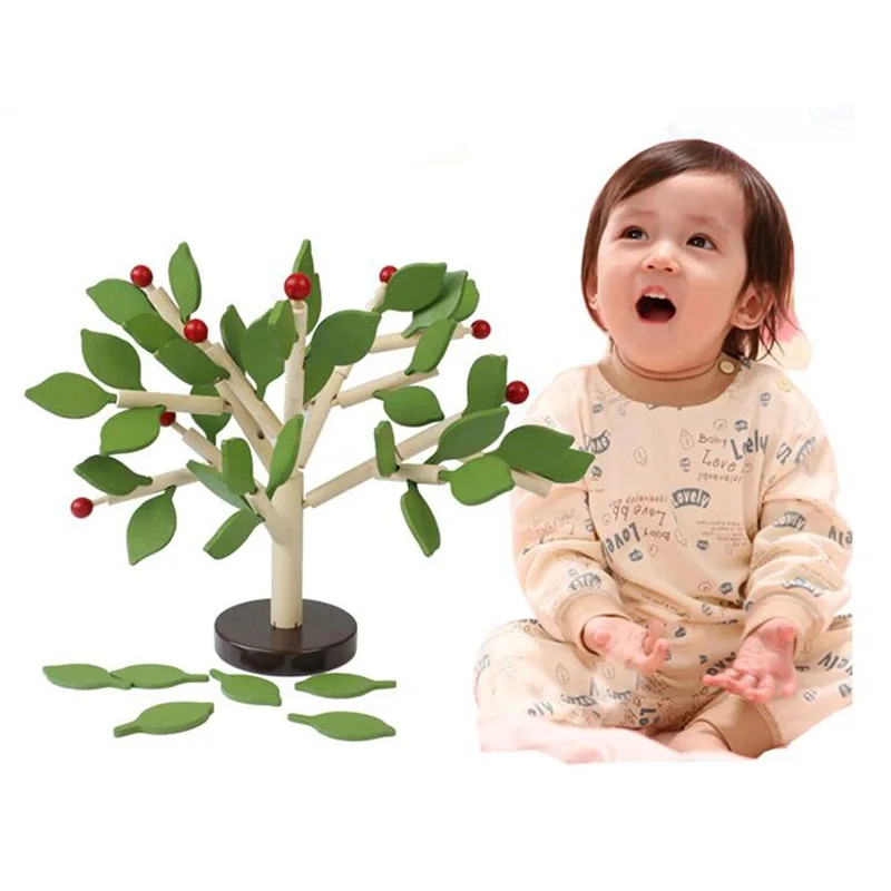 2 вида цветов DIY Монтессори деревянная сборная головоломка игрушка зеленые