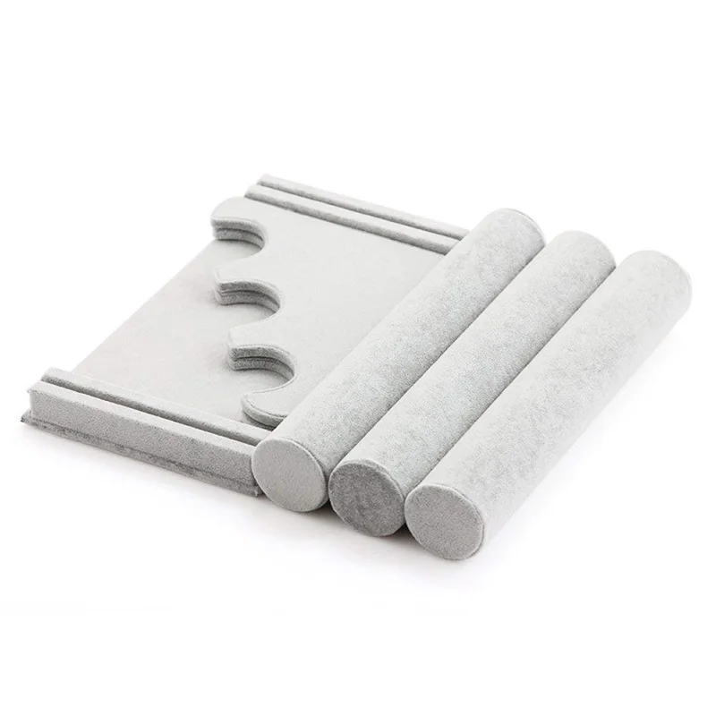 

Triple Bracelet Holder Jewelry Display Stand Watch Bangle Bar Necklace Storage Organizer Gray