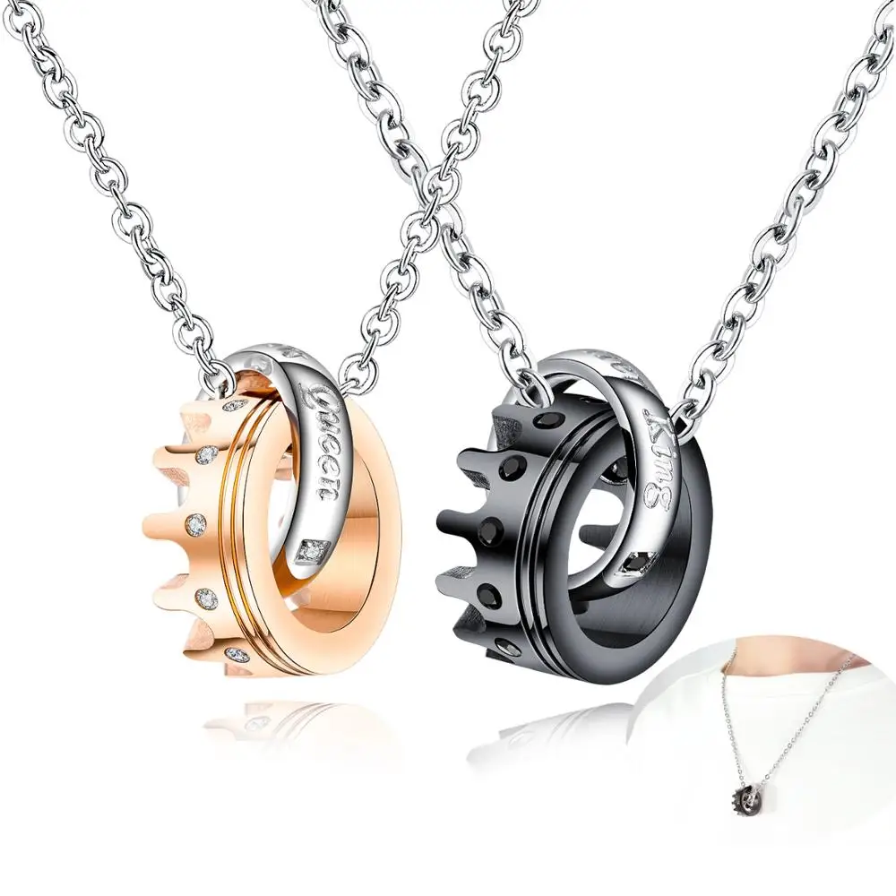 Ожерелье из нержавеющей стали с подвеской его королева ее король|Ожерелья