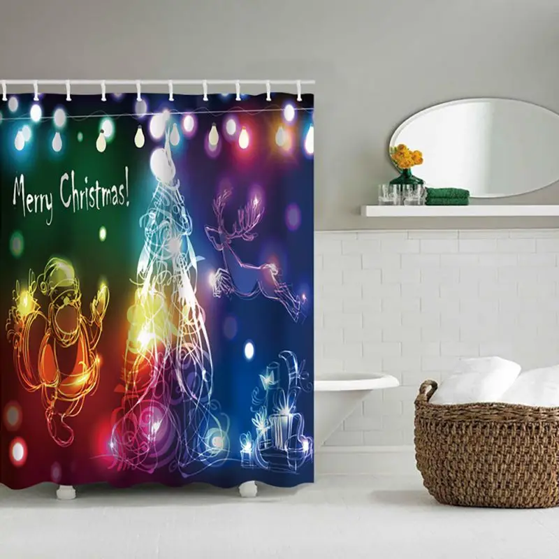 59x71 Inch High Quality Curtain Christmas Shower Bathroom Decoration Waterproof Forest Animals Deer | Дом и сад