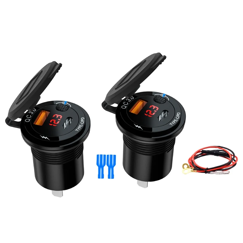 

12V USB PD Charger Socket with LED Display&Power Switch 20W 3.4A Car Charger Adapter Universal Truck for Phone Tablet