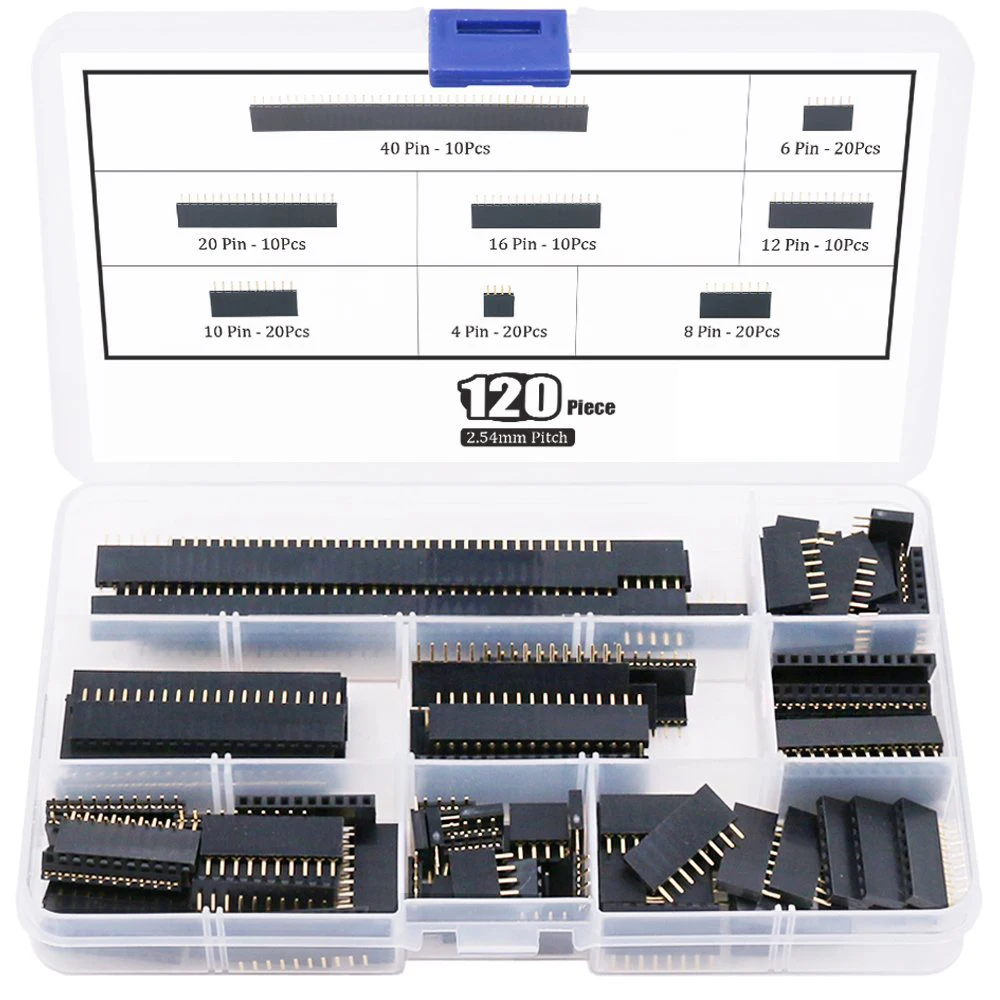 Однорядный контактный разъем 120 шт./лот 2 54 мм гнездовой 4/6/8/10/12/16/20/40 контактов
