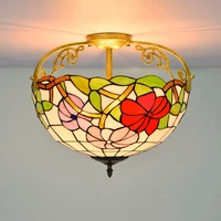 40cm european style vintage morning glory tiffany colored glass restaurant aisle corridor bathroom glass ceiling lamp