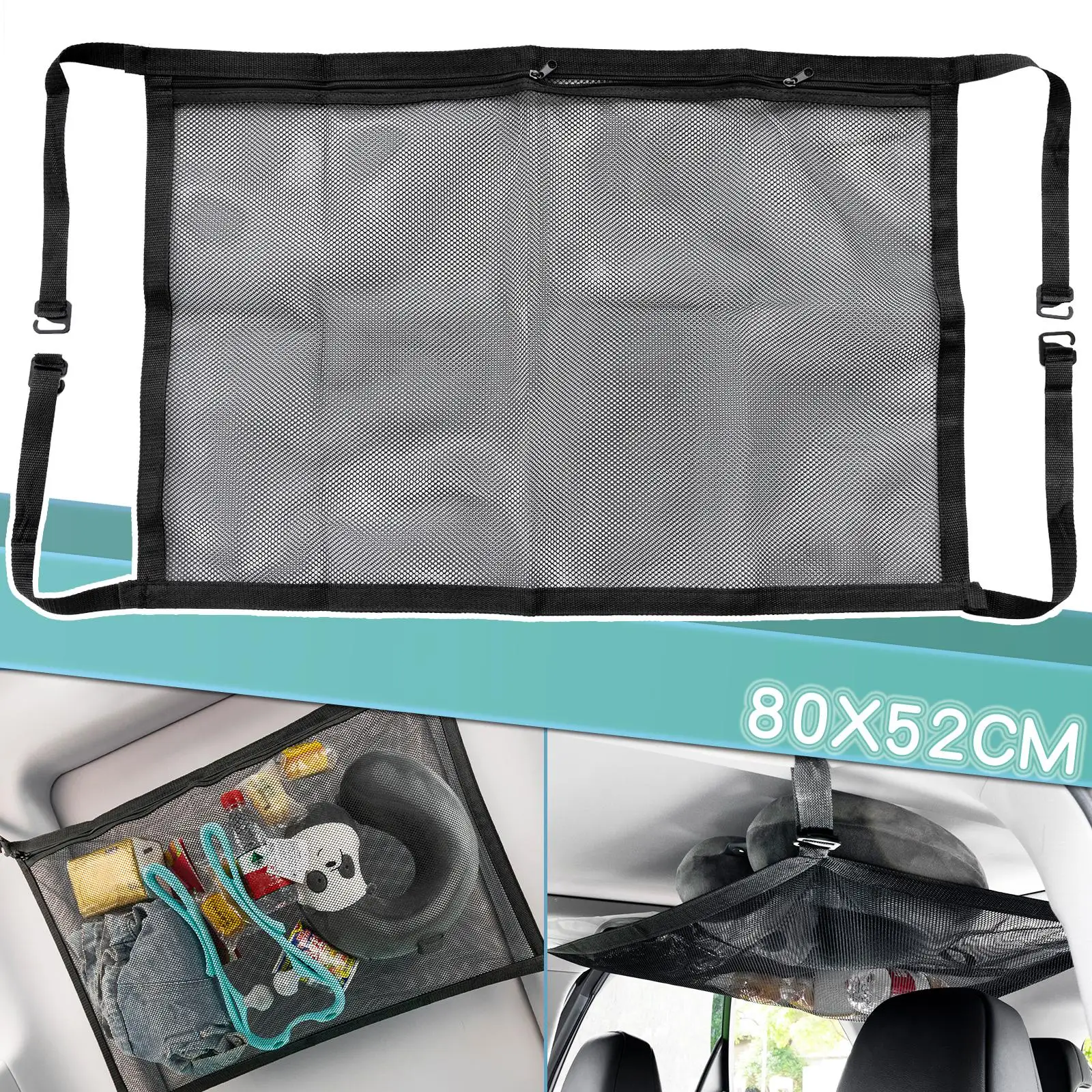 

Car Portable Ceiling Storage Net Stowing Tidying Roof Interior Pocket Mesh Cargo Bag Pouch Luggage Hammock For Jeep Wrangler