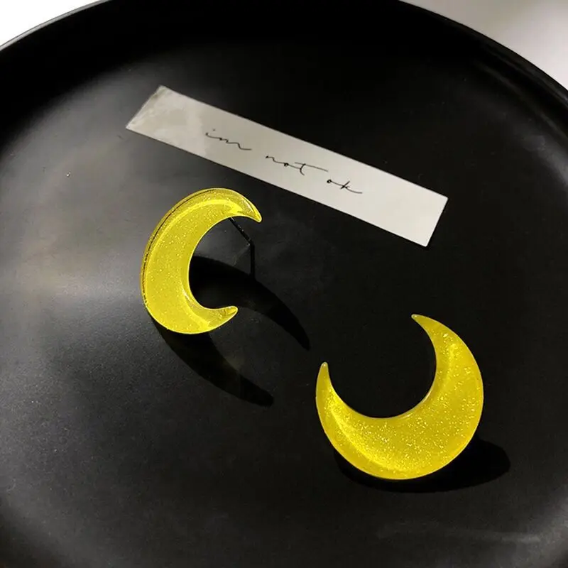 

Creative Moon Stud Earrings Trendy 2020 Yellow Resin Earring Korean Statement Earrings Fashion Holiday Jewelry