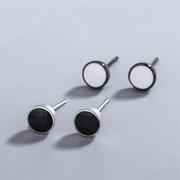 kofsac new fashion 925 sterling silver earrings for women black gold mini round zircon studs jewelry girl birthday party gifts