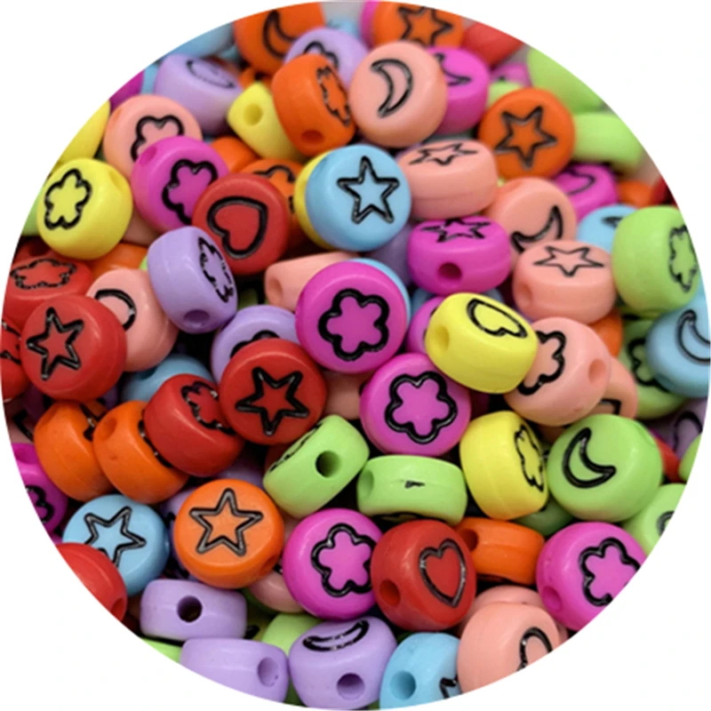 100 шт./лот 7 мм звезды и луна бусины овальной формы акриловые бусины-разделители